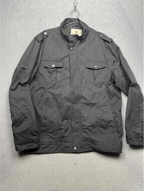 WenVen Mens Canvas Jacket Military Jacket 2X Casual Outwear Gray Cotton